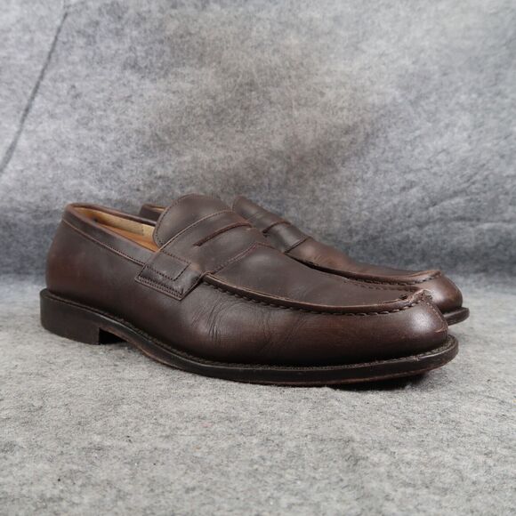 J Crew Shoes Mens 9 Penny Loafer Leather Slip On Classic Lifestyle Moc Toe Brown - Picture 1 of 16